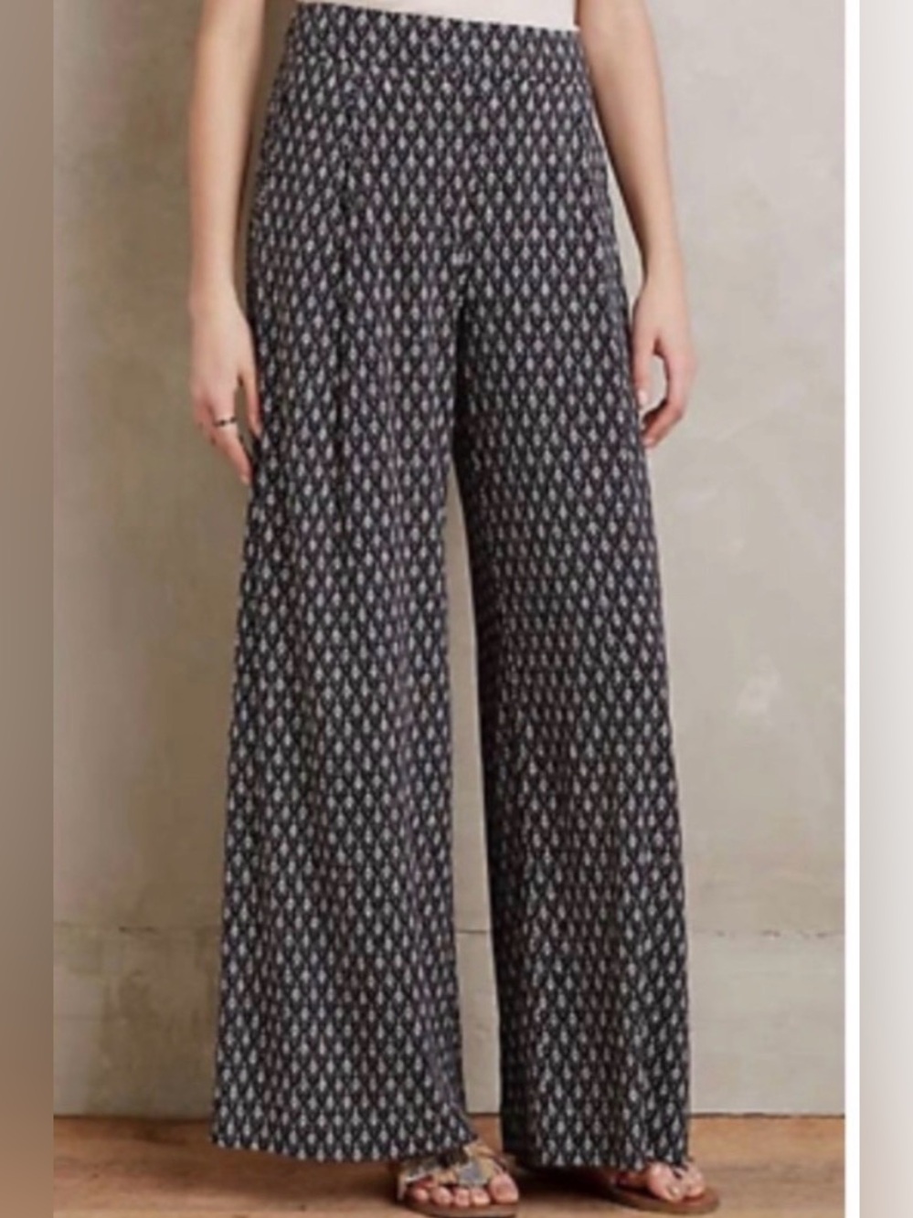 elevenses Black Printed Wide-Leg Palazzo Pants